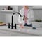 Delta Renaldi Two Handle Pull-Down Bridge Kitchen Faucet Matte Black 2384L-BL-DST - alternate 6