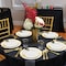 Smarty Had A Party 10.25" White w/Black and Gold Abstract Squares Pattern Round Plastic Dinner Plates, 120 Plates, 120PK 4810BG-CASE - alternate 1