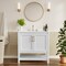 Flash Furniture Vega 36in. Vanity w/Sink, Gold Hardware, Soft Close Doors & Open Shelf, Carrara Marble, White/White FS-VEGA36-WH-HDGLD-GG - alternate 1