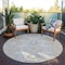 Homeroots 8' Gray Ivory And Gold Round Damask Washable Indoor Outdoor Area Rug 599420 - alternate 7