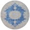 Homeroots 8' Navy Blue And Ivory Round Oriental Washable Indoor Outdoor Area Rug 597742 - alternate 8