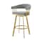 Homeroots 26" Gray and Gold Fabric and Stainless Steel Low Back Counter Height Swivel Bar Chair 569148 - alternate 9