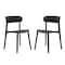 Flash Furniture Dover Stacking Patio Chairs w/Curved Backrests, All-Weather Resin Chairs in Black, 2PK 2-DHF-340-APP-BLK-GG - alternate 1