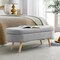 Homeroots 44" Gray and Brown Linen Upholstered Storage Bench with Flip Top 555445 - alternate 9