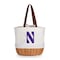Picnic Time Family Of Brands NCAA Northwestern Wildcats Coronado Canvas and Willow Basket Tote - Picnic Bag 203-00-187-434-0 - alternate 1
