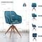 Homeroots Tufted Teal Blue and Natural Upholstered Velvet Dining Arm Chair 521185 - alternate 7
