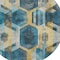 Homeroots 8' Teal Blue Gold And Silver Round Geometric Washable Indoor Outdoor Area Rug 618759 - alternate 8