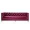 Homeroots 89" Burgundy Velvet Sofa And Toss Pillows With Black Legs 491050 - alternate 1