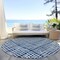 Homeroots 8' Navy Blue And Ivory Round Striped Washable Indoor Outdoor Area Rug 583446 - alternate 9