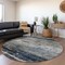 Homeroots 8' Navy Blue Gray And Black Round Abstract Washable Indoor Outdoor Area Rug 605963 - alternate 8