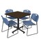 Regency Square Kobe Breakroom Table W/ 4 Zeng Stack Chairs, 36 in W, 36 in L, Neo Walnut TKB3636NW44BE - alternate 1