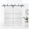 Sartodoors Sliding Closet Barn Bypass Doors, Planum 0014 White Silk and Aluminum Strips, Sturdy Top Mount 6.6f PLANUM0014BBB-WS-6496 - alternate 1