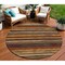 Homeroots 8' Chocolate Beige And Copper Round Striped Washable Indoor Outdoor Area Rug 598880 - alternate 1