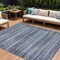Homeroots 9' X 12' Blue And Charcoal Striped Washable Indoor Outdoor Area Rug 631489 - alternate 1