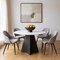 Homeroots 48" White and Black Sintered Stone and Steel Pedestal Base Round Dining Table 572234 - alternate 9