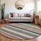 Homeroots 8' Pale Aqua Copper And Taupe Round Striped Washable Indoor Outdoor Area Rug 618264 - alternate 9