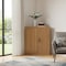 Homeroots Set Of Two Natural Wood Corner Accent Cabinet With Two Doors 719680 - alternate 4