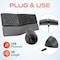 Delton KB250&S38 Ergonomic Wired Keyboard and Mouse Combo, Black KB250/S38 - alternate 9