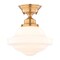 Vaxcel Huntley Farmhouse Semi-Flush Mount Ceiling Light, Natural Brass, Schoolhouse Glass C0368 - alternate 1