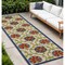 Homeroots 12' Navy Blue Beige Green Blue And Red Floral Indoor Outdoor Runner Rug 546801 - alternate 8