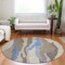 Homeroots 8' Taupe Tan And Blue Round Abstract Washable Indoor Outdoor Area Rug 601016 - alternate 9
