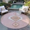 Homeroots 8' Pink Green And Ivory Round Oriental Washable Indoor Outdoor Area Rug 598438 - alternate 8