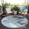 Homeroots 8' Teal Blue Gold And Gray Round Abstract Washable Indoor Outdoor Area Rug 617832 - alternate 8