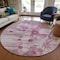 Homeroots 8' Plum Mauve And Pink Round Floral Washable Indoor Outdoor Area Rug 582760 - alternate 8