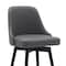 Homeroots 30" Gray and Black Faux Leather with Solid Wood Swivel Bar Height Bar Chair 534482 - alternate 9