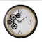 Homeroots 16" Black Gold And White Faux Leather And Iron Analog Exposed Gear Round Wall Clock 485977 - alternate 1