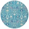 Homeroots 8' Teal Blue Purple And Ivory Round Oriental Washable Indoor Outdoor Area Rug 598078 - alternate 7