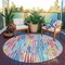 Homeroots 8' White Pink And Teal Blue Round Striped Washable Indoor Outdoor Area Rug 617706 - alternate 7