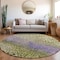 Homeroots 8' Green Purple And Black Round Abstract Washable Indoor Outdoor Area Rug 603091 - alternate 9