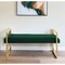Homeroots 48" Hunter Green and Gold Upholstered Velvet Bench 530649 - alternate 1