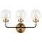 Jonathan Y Caleb 22" 3-Light Contemporary Transitional Iron/Glass LED Vanity Light, Brass Gold/Black JYL9011A - alternate 1