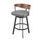 Homeroots 30" Gray Brown and Black Faux Leather and Iron Low Back Bar Height Swivel Bar Chair 569159 - alternate 9