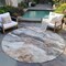 Homeroots 8' Silver And Copper Round Abstract Washable Indoor Outdoor Area Rug 618432 - alternate 8