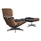 Homeroots 28" Black and Light Brown Tufted Genuine Leather Lounge Chair With Ottoman 636340 - alternate 9