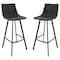 Leisuremod Elland Modern Upholstered Leather Bar Stool with Iron Legs and Footrest, Charcoal Black, 2PK ES29BL2 - alternate 1