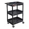 Luxor Utility Cart with Deep Lipped Plastic Shelves, 300 lb Load Capacity, 3 Shelves, 24 in L, 18 in W RDSTC111RD - alternate 10