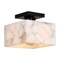 Jonathan Y Alessia 8" 1-Light Modern Contemporary Alabaster/Iron Square LED Semi Flush Mount, White Marbling/Bla JYL1203B - alternate 1