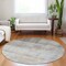 Homeroots 8' Round Taupe Round Ombre Washable Non Skid Indoor Outdoor Area Rug 563678 - alternate 8