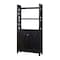 Homeroots 69" Black Wood Five Tier Bookcase with Two Doors 630382 - alternate 1