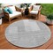 Homeroots 8' Silver Gray And Ivory Round Striped Washable Indoor Outdoor Area Rug 581673 - alternate 1