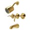 Kingston Brass Triple-Handle Tub and Shower Faucet, Brushed Brass KB8237NFL - alternate 1