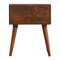 Homeroots 22" Chestnut Solid Wood Geometric Brass Inlay Two Drawer Nightstand 651558 - alternate 18
