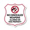 Signmission Concealed Carry Shield Sign No Concealed, 18 Inch X 18 Inch, Plastic Sign SHI-P-18-372 - alternate 1