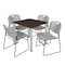 Regency Square Kee Breakroom Table W/ 4 Zeng Stack Chairs, 30 in W, 30 in L, Neo Walnut TB3030NWBPCM44GY - alternate 1