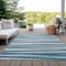 Homeroots 9' X 12' Teal Blue Gray And Ivory Striped Washable Indoor Outdoor Area Rug 597365 - alternate 9