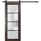 Sartodoors Sturdy Barn Door Frosted Tempered Glass Planum 2132 Black 18x84 Solid Core Modern Interior PLANUM2132BD-B-CA-18 x 84 - alternate 1